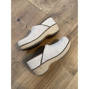 DANSKO 38 XLNT jute pro woven aztec Fabric cream slip on clog healthcare shoe